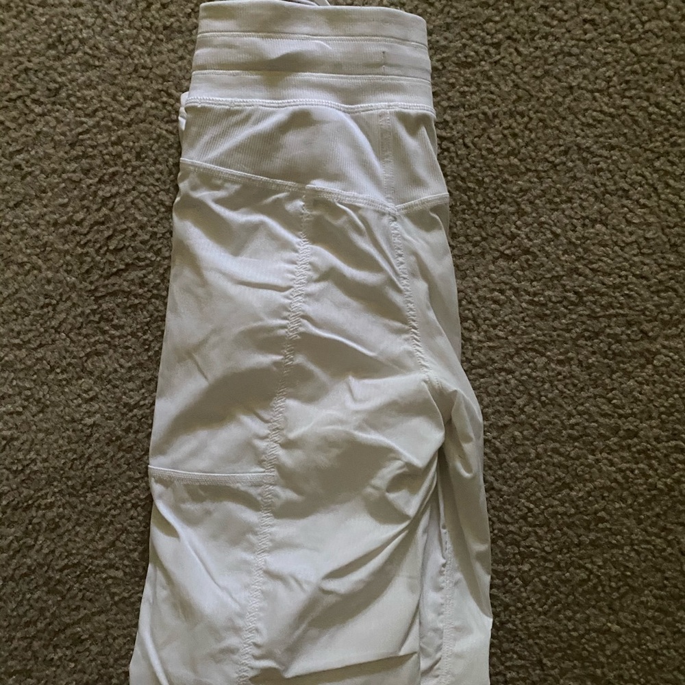 white lululemon dance studio lined pant